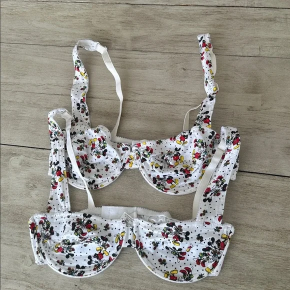 NWOT  Bundle of 2 Disney MICKEY UNLIMITED underwire Bra 100% cotton Vintage 34B - Picture 2 of 5